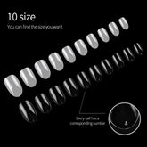 500PCS 10 Sizes Oval Round Full Cover Fake Artificial Nails Tips Resin Clear Natural DIY False Tips Manicure Nail Art Tip